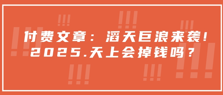 付费文章：滔天巨浪来袭！2025天上会掉钱吗？搞副业-副业刚需-兼职-网赚搞副业网