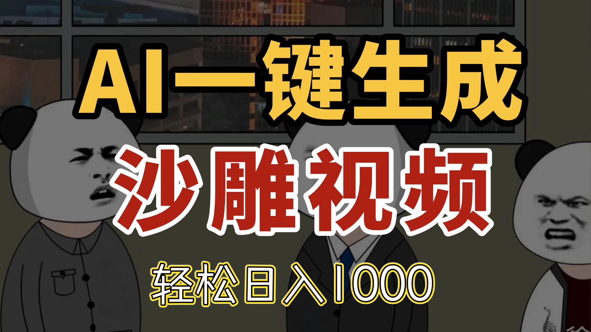 AI一键生成沙雕视频，一条视频千万播放，轻松日入1000搞副业-副业刚需-兼职-网赚搞副业网