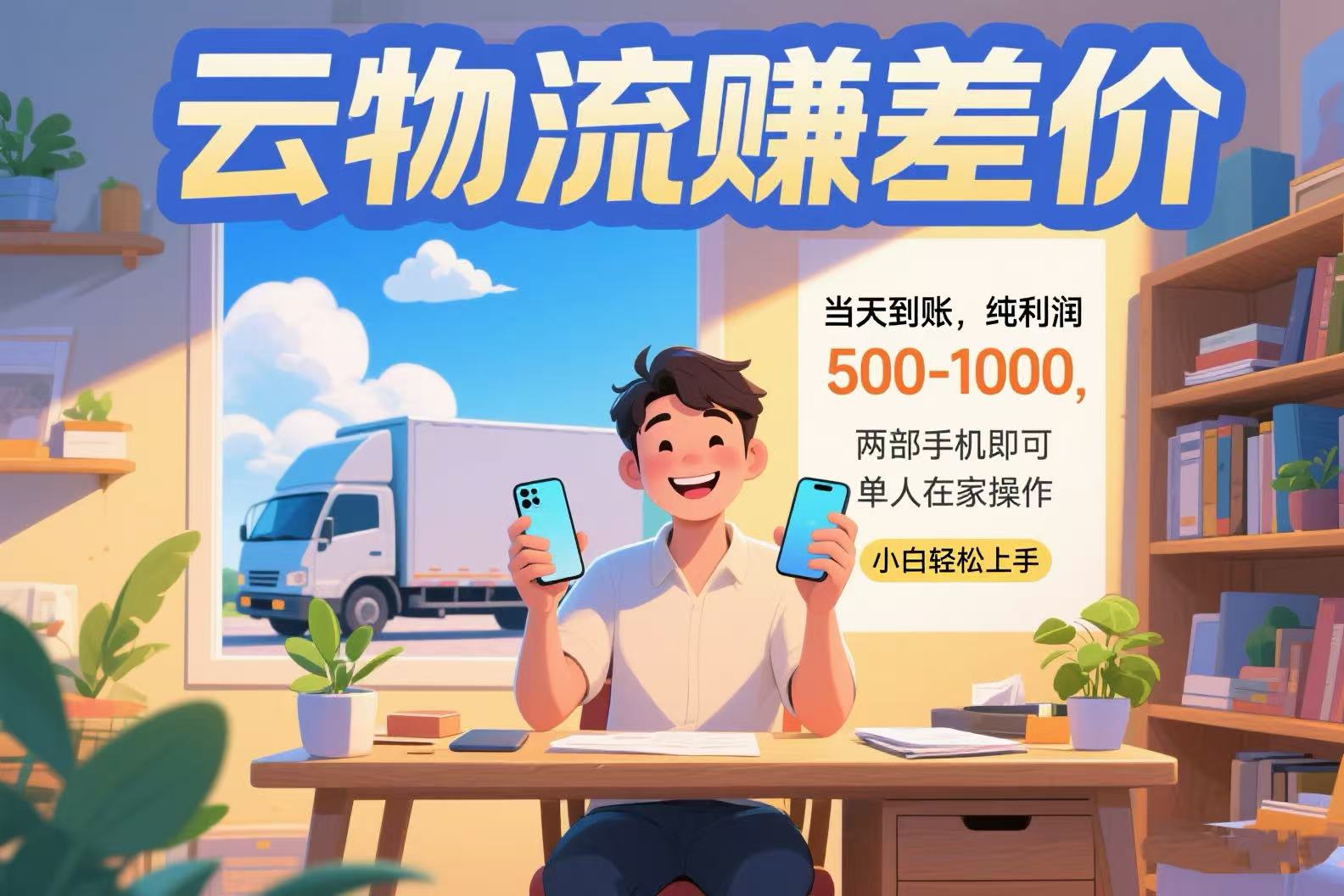 云物流赚差价 当天到账纯利润500-1000 两部手机即可 可单人在家操作 小…搞副业-副业刚需-兼职-网赚搞副业网