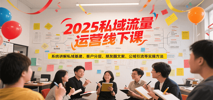 2025私域流量运营线下课，系统讲解私域基建/客户分层/朋友圈文案/公域引流等实操方法搞副业-副业刚需-兼职-网赚搞副业网