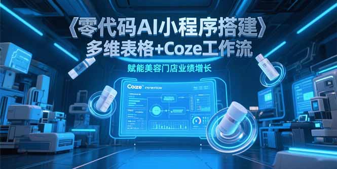 零代码AI小程序搭建，多维表格+Coze工作流，赋能美容门店业绩增长搞副业-副业刚需-兼职-网赚搞副业网