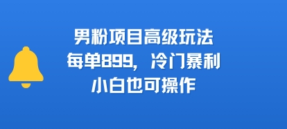 男粉项目高级玩法，每单899，冷门暴利，小白也可操作搞副业-副业刚需-兼职-网赚搞副业网