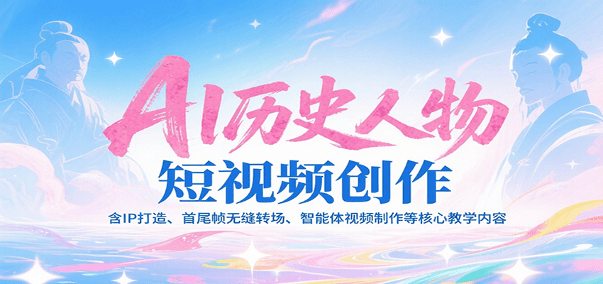 AI历史人物短视频创作，含IP打造、首尾帧无缝转场、智能体视频制作等核心教学内容搞副业-副业刚需-兼职-网赚搞副业网