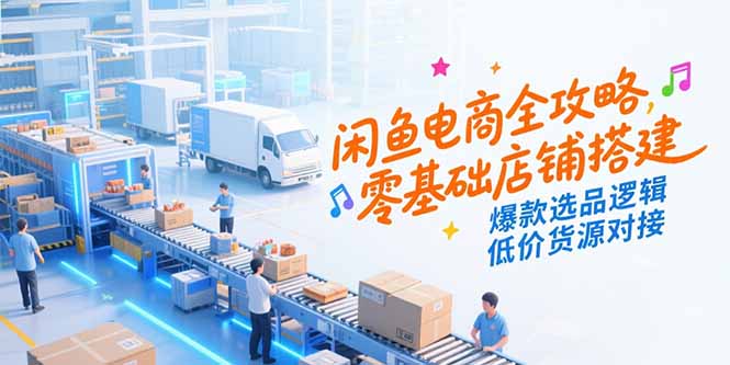 闲鱼电商全攻略，零基础店铺搭建，爆款选品逻辑，低价货源对接搞副业-副业刚需-兼职-网赚搞副业网