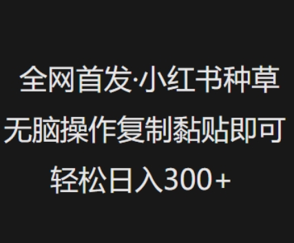 全网首发，小红书种草无脑操作，复制黏贴即可，轻松日入3张搞副业-副业刚需-兼职-网赚搞副业网