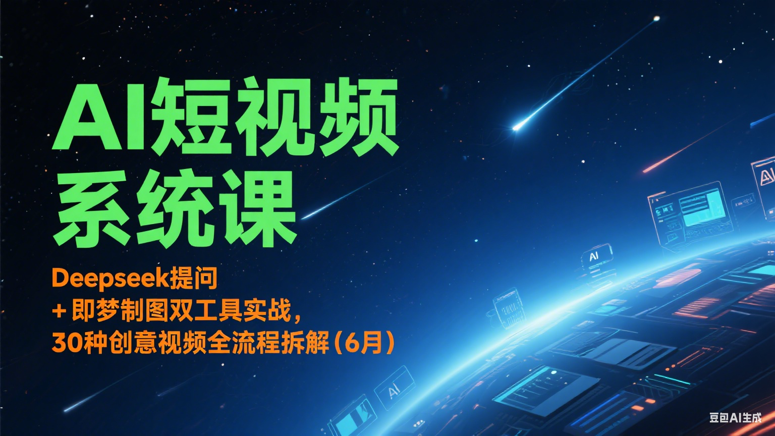 AI短视频系统课：Deepseek提问 + 即梦制图双工具实战，30种创意视频全流程拆解(6月)搞副业-副业刚需-兼职-网赚搞副业网