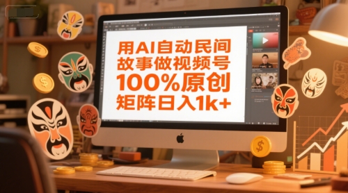 用AI自动民间故事做视频号，100%原创，矩阵日入1k+搞副业-副业刚需-兼职-网赚搞副业网