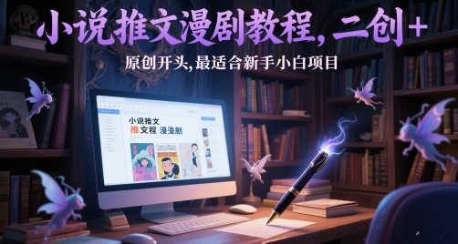 小说推文漫剧教程，二创+原创开头，最适合新手小白项目搞副业-副业刚需-兼职-网赚搞副业网