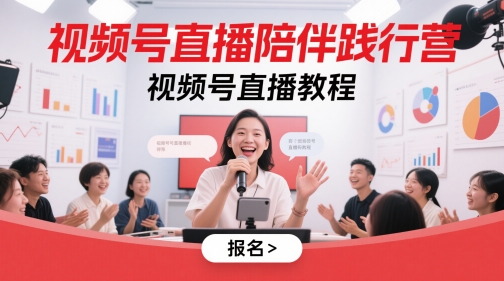 视频号直播陪伴践行营，视频号直播教程搞副业-副业刚需-兼职-网赚搞副业网