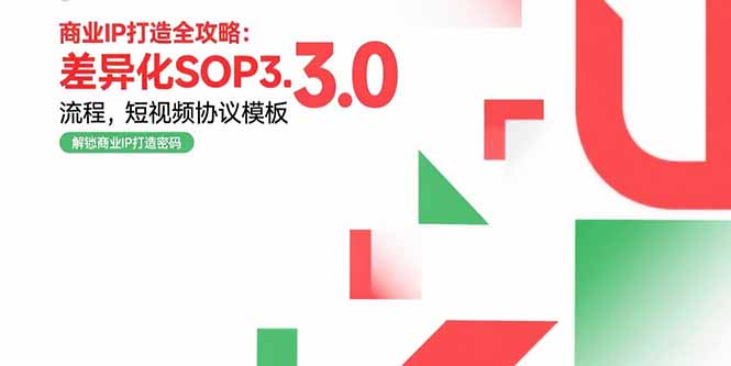 商业IP打造全攻略：差异化SOP3.0流程，短视频协议模板，婚恋项目实战案例搞副业-副业刚需-兼职-网赚搞副业网