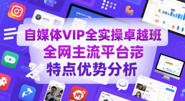 自媒体VIP全实操卓越班，全网主流平台特点优势分析搞副业-副业刚需-兼职-网赚搞副业网