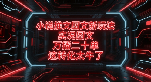 小说推文图文新玩法，实况图文，万播二十单，这转化太牛了！搞副业-副业刚需-兼职-网赚搞副业网