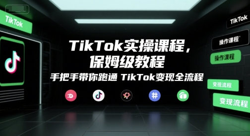 TikTok实操课程，保姆级教程，手把手带你跑通TikTok变现全流程搞副业-副业刚需-兼职-网赚搞副业网