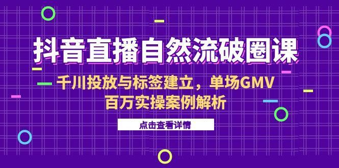 抖音直播自然流破圈课-6月，千川投放与标签建立，单场GMV百万实操案例解析搞副业-副业刚需-兼职-网赚搞副业网