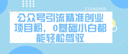 公众号引流精准创业项目粉，0基础小白都能轻松驾驭搞副业-副业刚需-兼职-网赚搞副业网