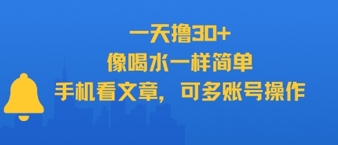 一天撸30+，像喝水一样简单，手机看文章，可多账号操作搞副业-副业刚需-兼职-网赚搞副业网