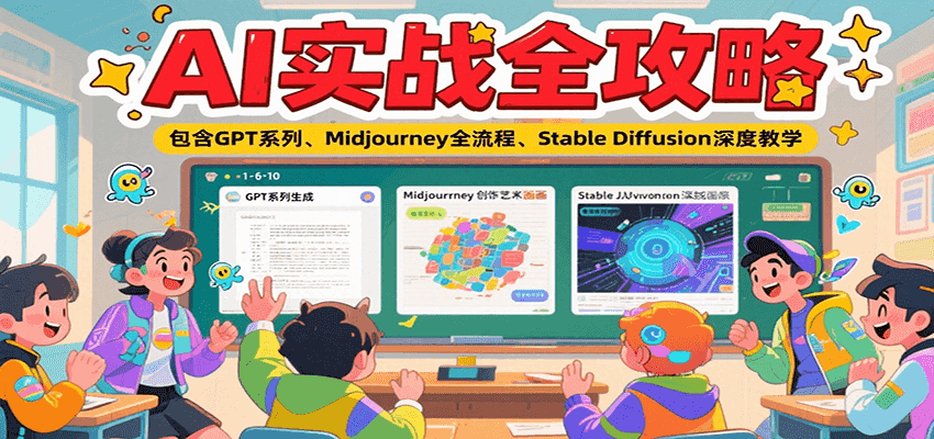 AI实战全攻略，包含GPT系列、Midjourney全流程、Stable Diffusion深度教学搞副业-副业刚需-兼职-网赚搞副业网