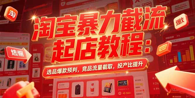 淘宝暴力截流起店教程：选品爆款预判，竞品流量截取，投产比提升搞副业-副业刚需-兼职-网赚搞副业网