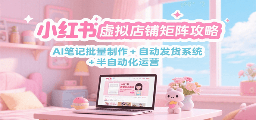 小红书虚拟店铺矩阵攻略：AI笔记批量制作 + 自动发货系统 + 半自动化运营搞副业-副业刚需-兼职-网赚搞副业网