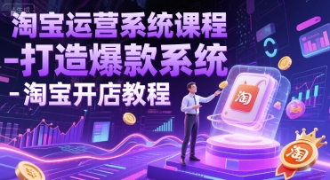 淘宝运营系统课程-打造爆款系统-淘宝开店教程搞副业-副业刚需-兼职-网赚搞副业网