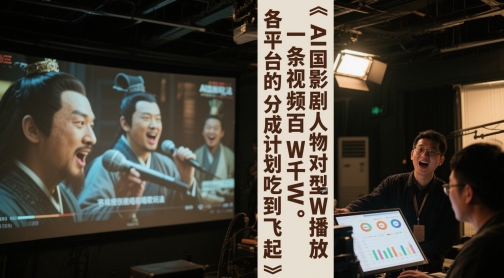 AI三国影视剧人物对口型唱歌玩法，一条视频百W千W播放，各平台的分成计划吃到飞起搞副业-副业刚需-兼职-网赚搞副业网