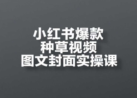 小红书爆款种草视频图文封面实操课，​开店、选品、引流、变现全流程搞副业-副业刚需-兼职-网赚搞副业网