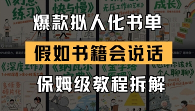 最新爆款拟人化书单玩法，假如书籍会说话，保姆级教程搞副业-副业刚需-兼职-网赚搞副业网
