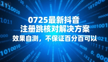 0725最新抖音注册跳核对解决方案，效果自测，不保证百分百可以搞副业-副业刚需-兼职-网赚搞副业网