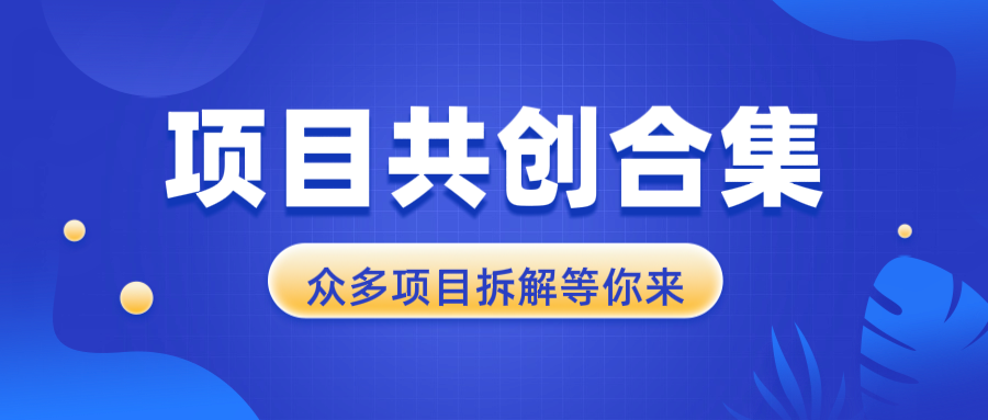项目共创合集，从0-1全过程拆解，让你迅速找到适合自已的项目搞副业-副业刚需-兼职-网赚搞副业网