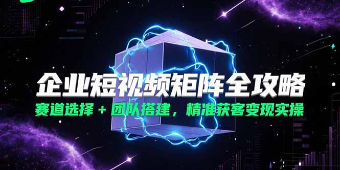 企业短视频矩阵全攻略，赛道选择+团队搭建，精准获客变现实操搞副业-副业刚需-兼职-网赚搞副业网
