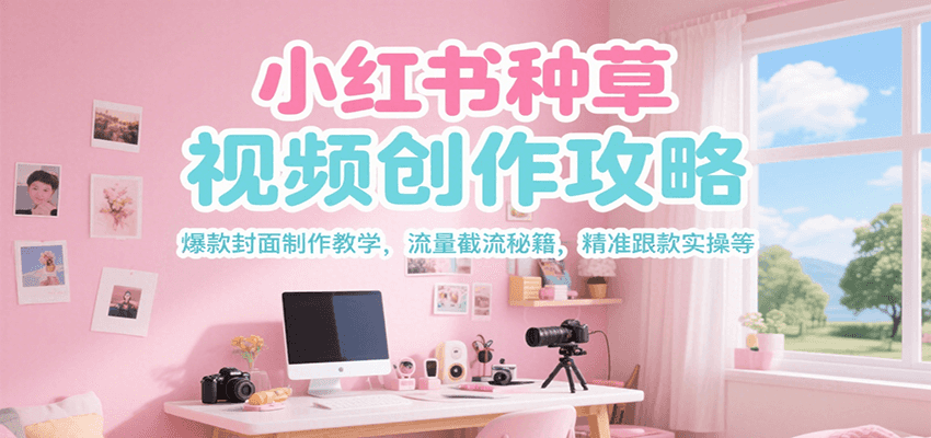 小红书种草视频创作攻略，爆款封面制作教学 ，流量截流秘籍 ，精准跟款实操等搞副业-副业刚需-兼职-网赚搞副业网