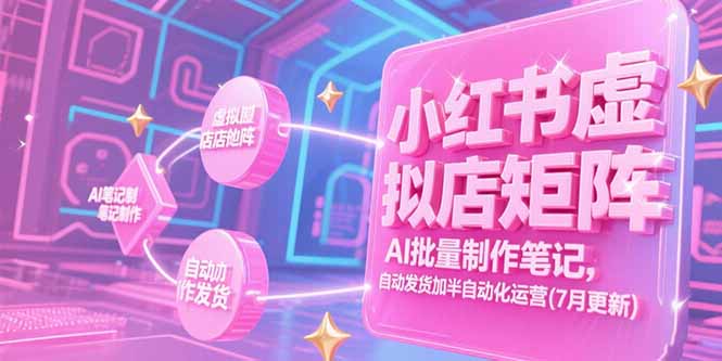 小红书虚拟店矩阵，AI批量制作笔记，自动发货加半自动化运营(7月更新搞副业-副业刚需-兼职-网赚搞副业网