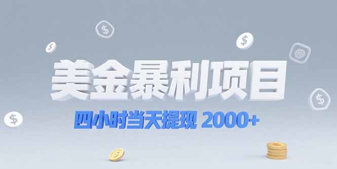 美金暴利项目，四小时当天提现 2000+机会留给会选赛道的人搞副业-副业刚需-兼职-网赚搞副业网