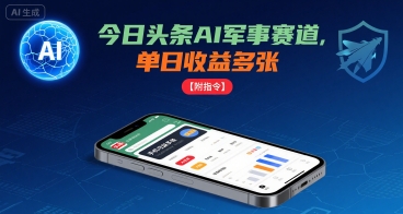 今日头条AI军事赛道，单日收益多张 ，手机可做【附指令】搞副业-副业刚需-兼职-网赚搞副业网