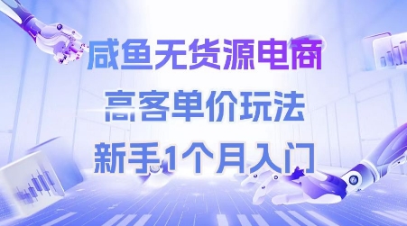 咸鱼无货源电商，高客单价玩法，新手1个月入门搞副业-副业刚需-兼职-网赚搞副业网