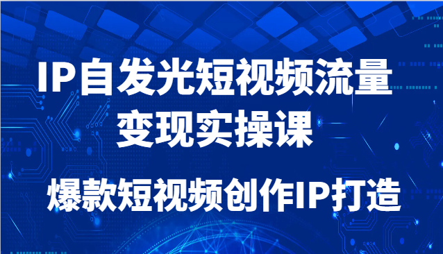 IP自发光短视频流量变现实操课，爆款短视频创作IP打造搞副业-副业刚需-兼职-网赚搞副业网