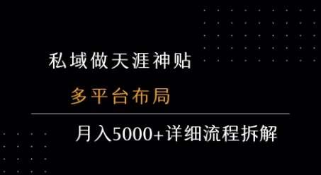 私域做天涯神贴 多平台布局 月入5k+详细流程拆解搞副业-副业刚需-兼职-网赚搞副业网
