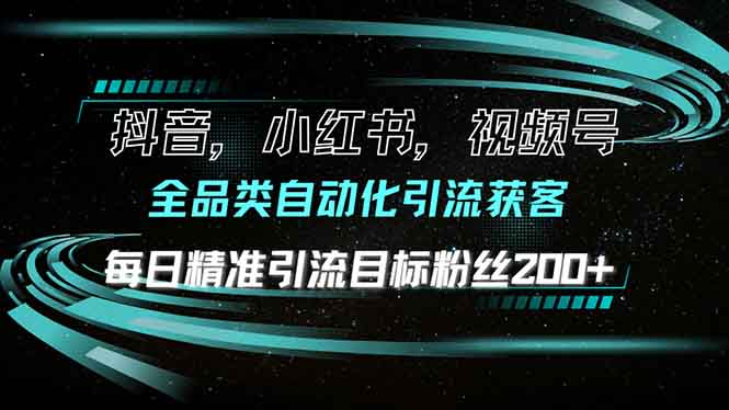 抖音小红书视频号全品类自动化引流获客，每日精准引流目标粉丝200+搞副业-副业刚需-兼职-网赚搞副业网