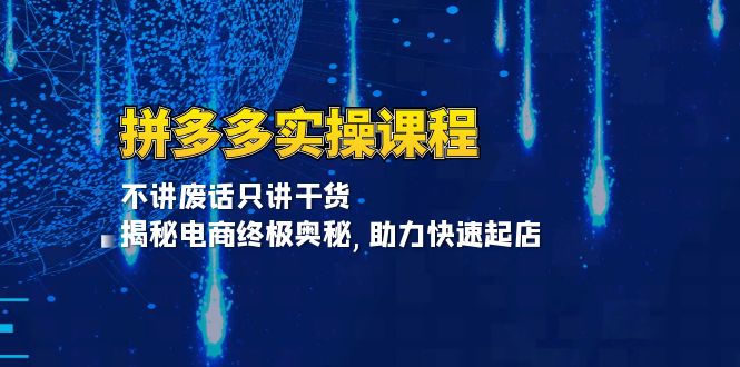 拼多多实操课程：不讲废话只讲干货, 揭秘电商终极奥秘,助力快速起店搞副业-副业刚需-兼职-网赚搞副业网