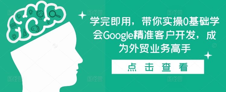 学完即用，带你实操0基础学会Google精准客户开发，成为外贸业务高手搞副业-副业刚需-兼职-网赚搞副业网