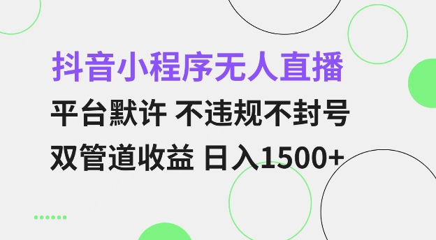 抖音小程序无人直播 平台默许 不违规不封号 双管道收益 日入多张 小白也能轻松操作【仅揭秘】搞副业-副业刚需-兼职-网赚搞副业网