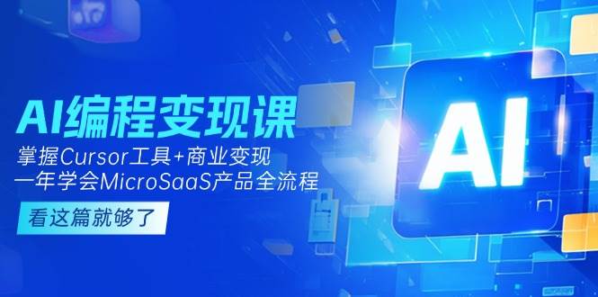 AI编程变现课：掌握Cursor工具+商业变现，一年学会MicroSaaS产品全流程搞副业-副业刚需-兼职-网赚搞副业网