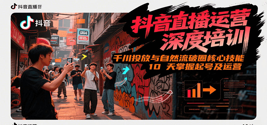 抖音直播运营深度培训，千川投放与自然流核心技能，10天掌握起号及运营(6-7月新课)搞副业-副业刚需-兼职-网赚搞副业网