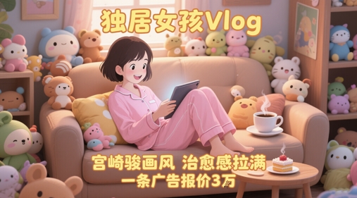 单个账号涨粉71W！用AI制作独居女孩Vlog，宫崎骏画风，治愈感拉满，一条广告报价3W搞副业-副业刚需-兼职-网赚搞副业网