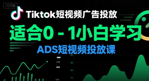 Tiktok短视频广告投放，适合0-1小白学习ADS短视频投放课搞副业-副业刚需-兼职-网赚搞副业网